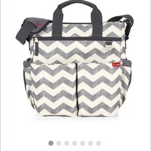 SkipHop Diaper bag-white and grey chevron.
